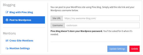 Adding a wordpress blog from your account